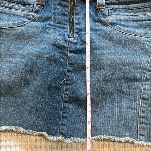 Vintage American Eagle Denim Mini Skirt with Front Zip - Blue - Picture 7 of 7